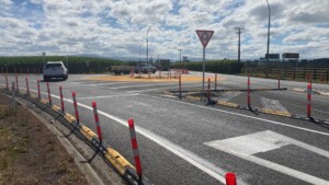SH29 Hopkins traffic separator temporary roundabout